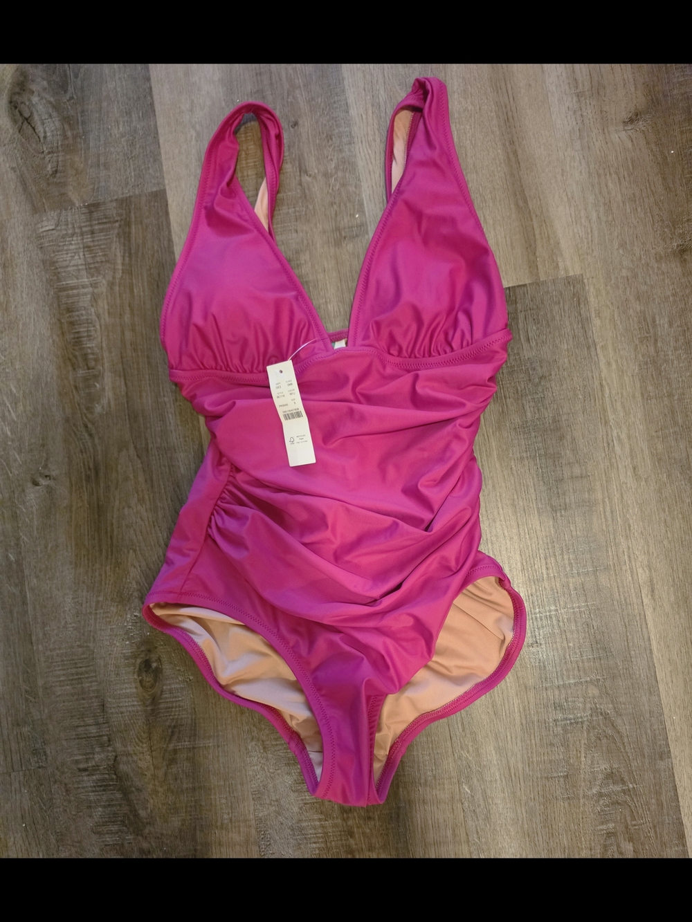 J. Crew Hot Pink Ruched One-Piece Swimsuit
